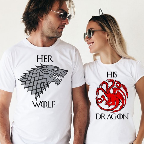 Set Tricouri - Her wolf& His dragon